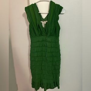 Max Studio Fitted Green Ruffle Dress